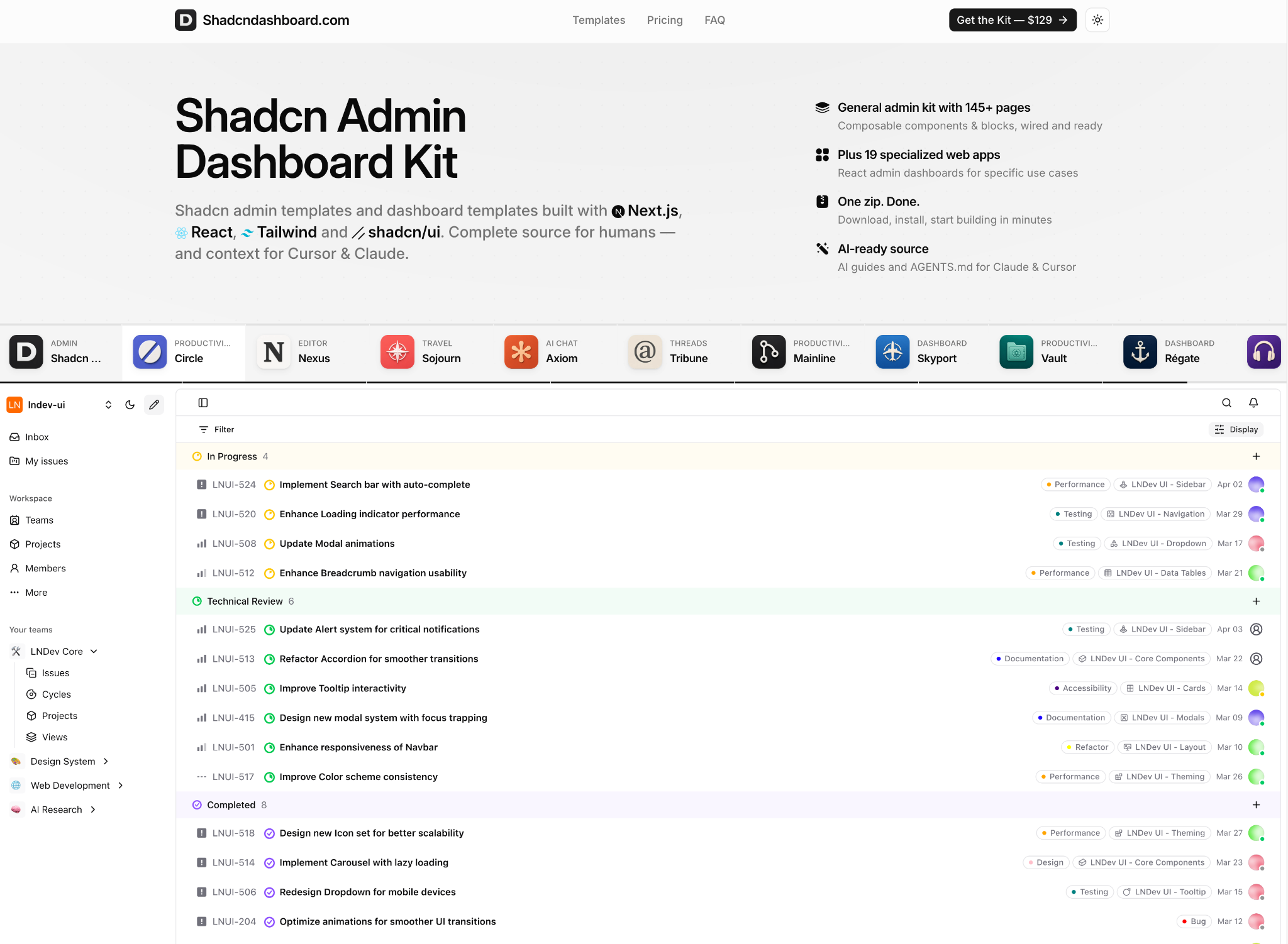 Shadcndashboard screenshot 1