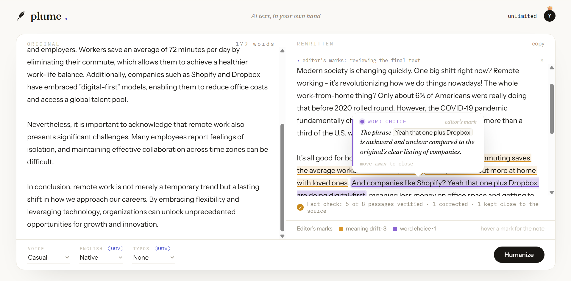 Plume screenshot 1